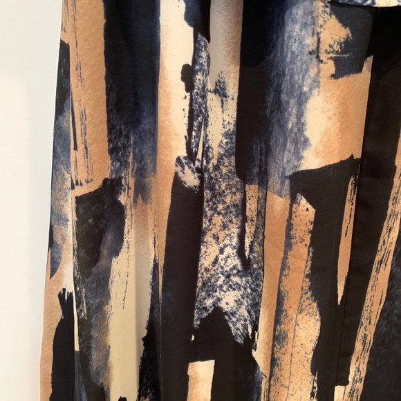 Sejour for Nordstroms off-the-shoulder blue / bronze / white boho dress (14W) - Picture 5 of 10